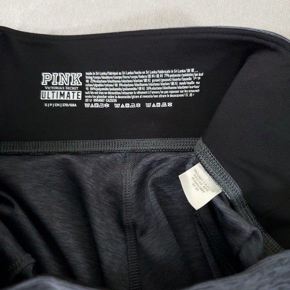 Victoria Secret Pink Yoga Gym Pants Lounge Pants 170/68A Small Black Gray Mesh - Picture 7 of 10